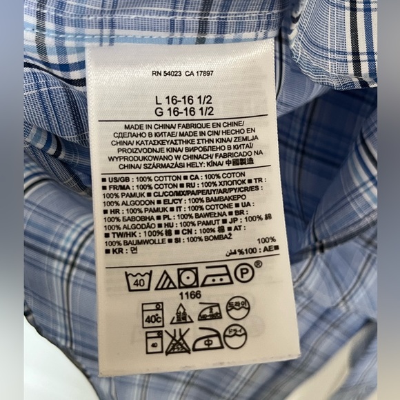 Banana Republic Men’s blue plaid button down shirt slim fit large - Picture 6 of 6